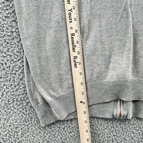 Vertical Design Sweater Gray Knit Long Sleeve Orange Back Zip - Picture 6 of 9